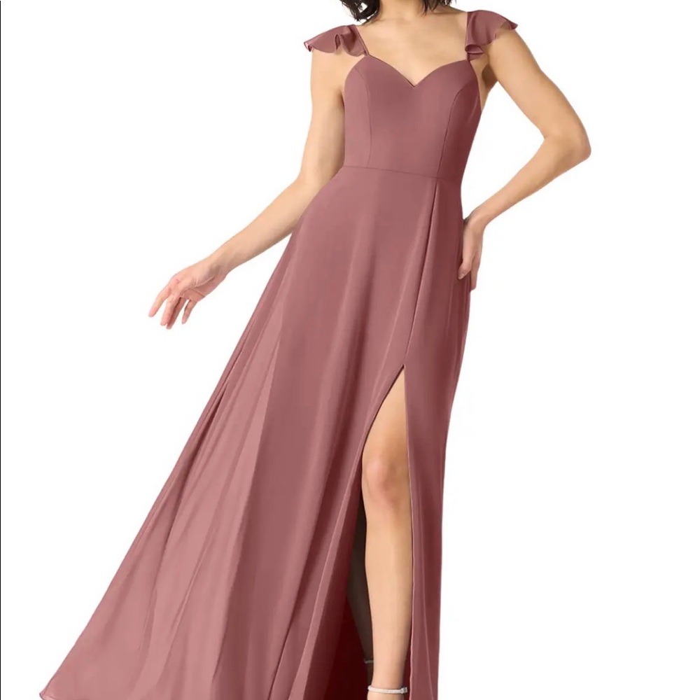 Azazie Everett dress in desert rose